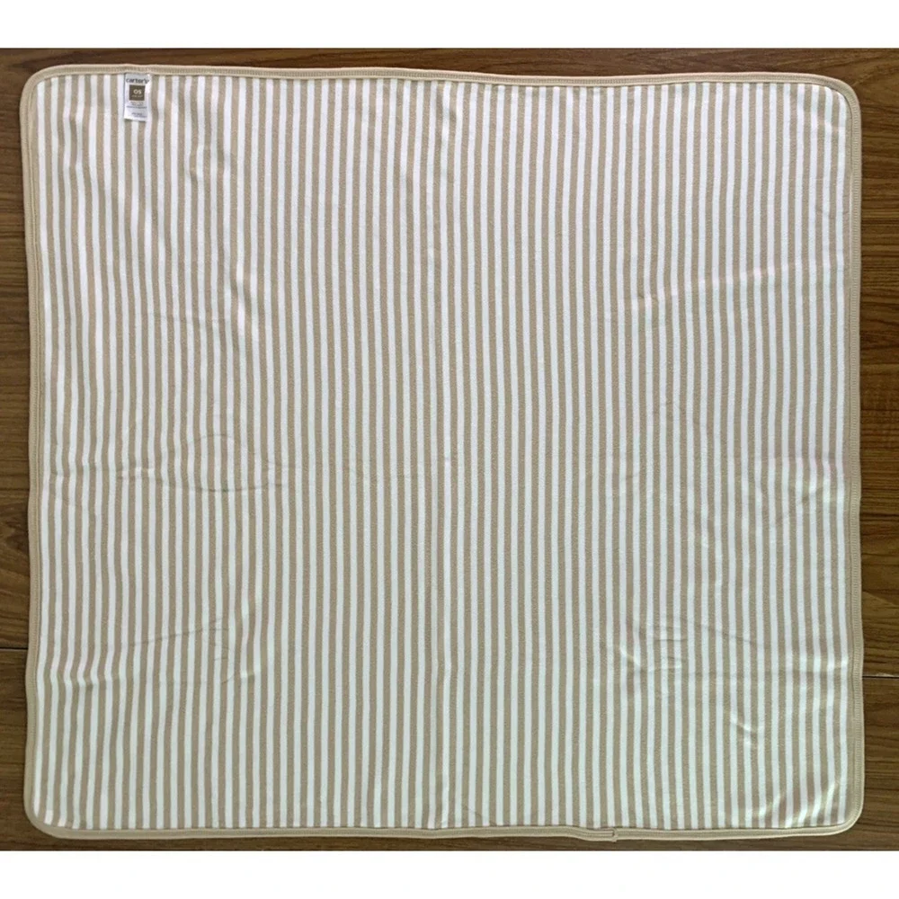 Carter's Baby Blanket Dog Gone Cute Tan White Stripe Monkey Lion Car Security‎